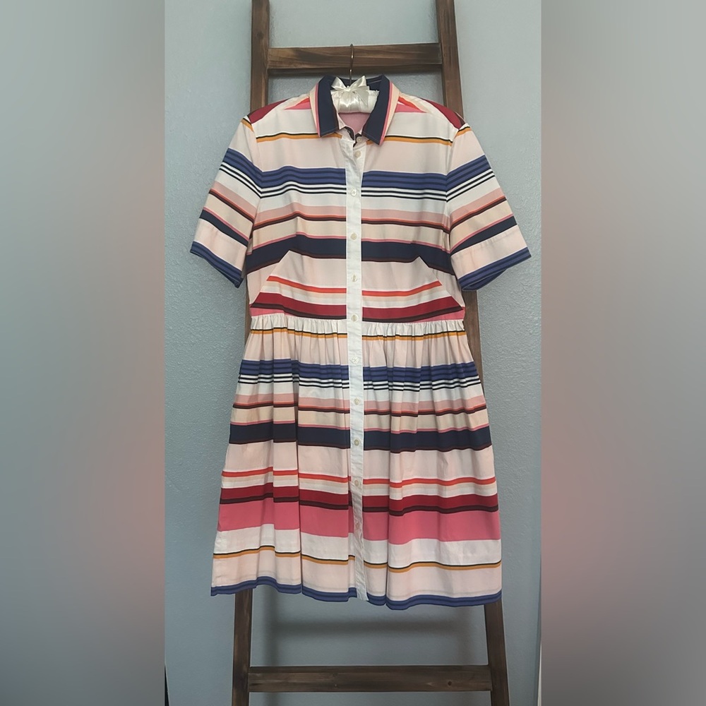 kate spade Multicolor Striped Shirt Dress — Pink, Navy, Red, Yellow